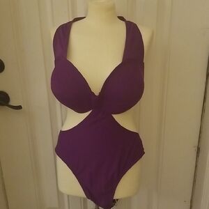 Purple Cutout One-Piece Swimsuit